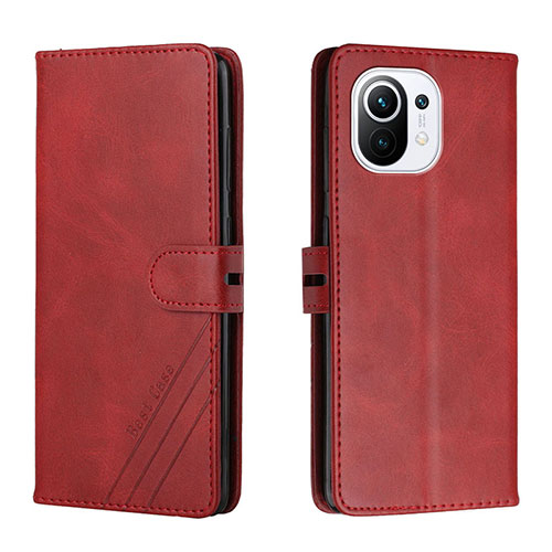 Leather Case Stands Flip Cover C03 Holder for Xiaomi Mi 11 Lite 4G Red