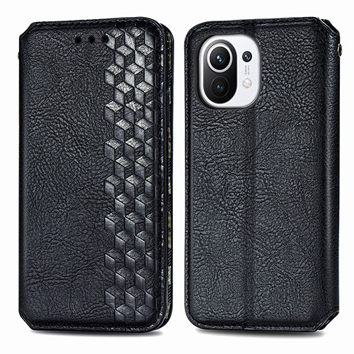 Leather Case Stands Flip Cover C04 Holder for Xiaomi Mi 11 5G Black