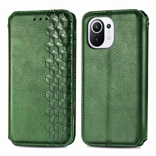 Leather Case Stands Flip Cover C04 Holder for Xiaomi Mi 11 5G Green