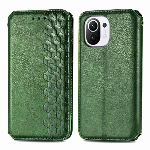 Leather Case Stands Flip Cover C04 Holder for Xiaomi Mi 11 Lite 4G Green