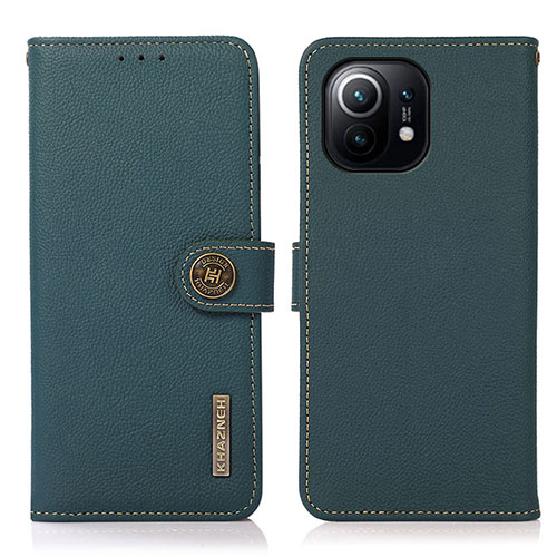 Leather Case Stands Flip Cover C07 Holder for Xiaomi Mi 11 Lite 5G NE Green