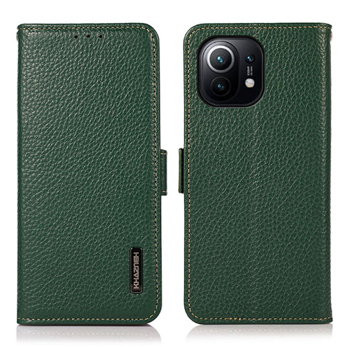 Leather Case Stands Flip Cover C08 Holder for Xiaomi Mi 11 Lite 4G Green