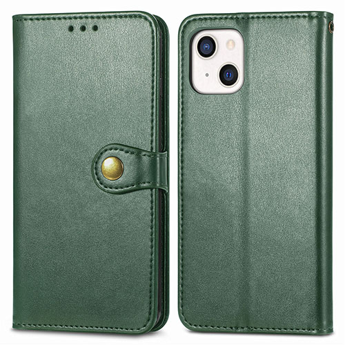 Leather Case Stands Flip Cover F01 Holder for Apple iPhone 13 Green