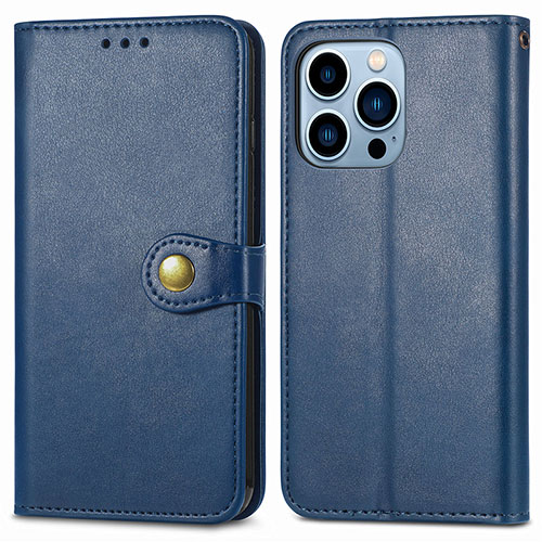 Leather Case Stands Flip Cover F01 Holder for Apple iPhone 13 Pro Blue