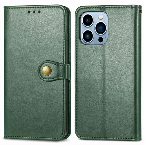 Leather Case Stands Flip Cover F01 Holder for Apple iPhone 14 Pro Green