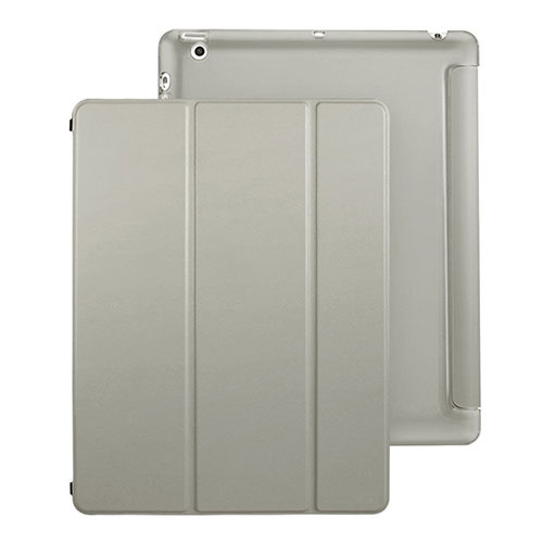 Leather Case Stands Flip Cover for Apple iPad 3 Gray