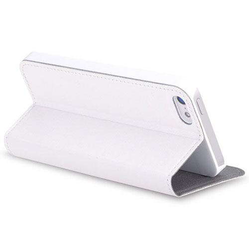 Leather Case Stands Flip Cover for Apple iPhone 5 White