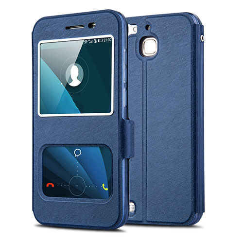 Leather Case Stands Flip Cover for Huawei G8 Mini Blue