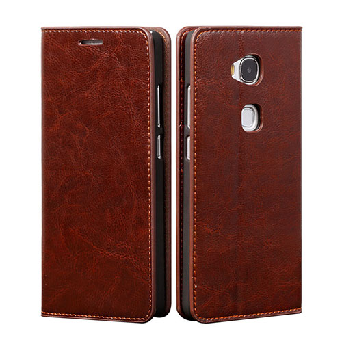 Leather Case Stands Flip Cover for Huawei Honor 5X Brown