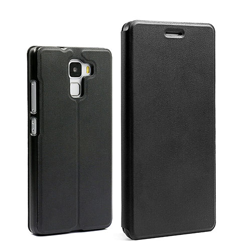 Leather Case Stands Flip Cover for Huawei Honor 7 Black