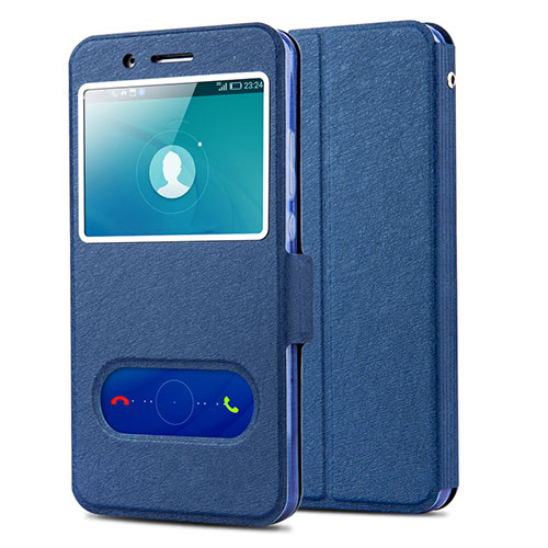 Leather Case Stands Flip Cover for Huawei Honor 7i shot X Blue