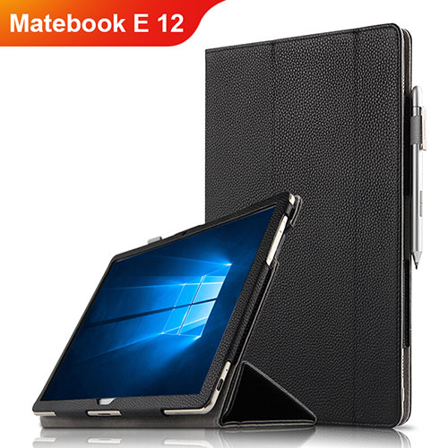 Leather Case Stands Flip Cover for Huawei Matebook E 12 Black