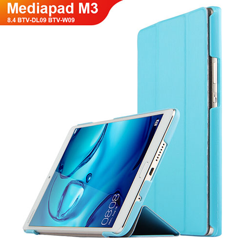 Leather Case Stands Flip Cover for Huawei Mediapad M3 8.4 BTV-DL09 BTV-W09 Cyan