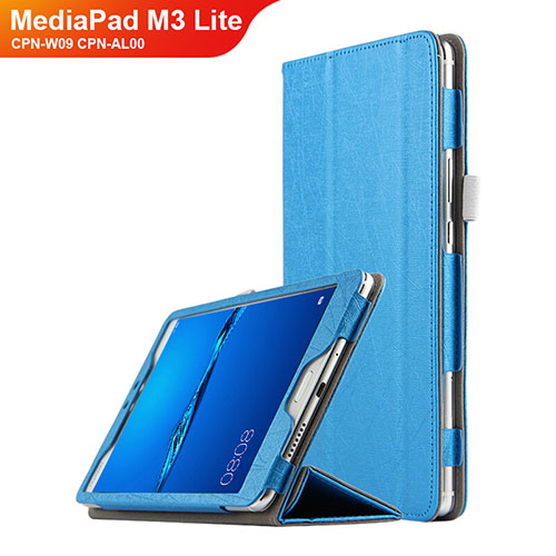 Leather Case Stands Flip Cover for Huawei MediaPad M3 Lite 8.0 CPN-W09 CPN-AL00 Sky Blue