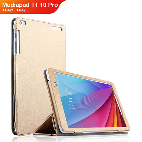 Leather Case Stands Flip Cover for Huawei Mediapad T1 10 Pro T1-A21L T1-A23L Gold