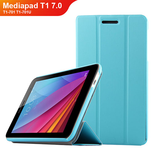 Leather Case Stands Flip Cover for Huawei Mediapad T1 7.0 T1-701 T1-701U Sky Blue