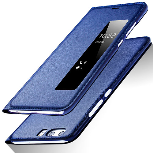 Leather Case Stands Flip Cover for Huawei P10 Blue