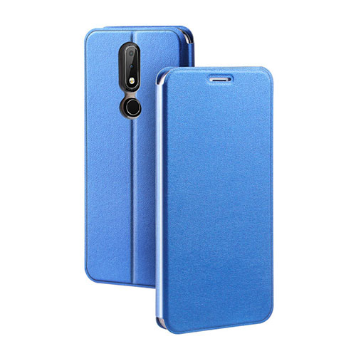 Leather Case Stands Flip Cover for Nokia X5 Blue