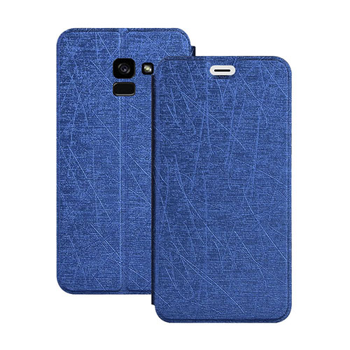 Leather Case Stands Flip Cover for Samsung Galaxy A5 (2018) A530F Blue