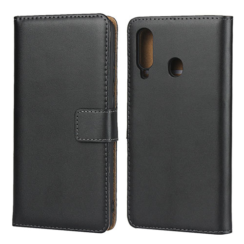 Leather Case Stands Flip Cover for Samsung Galaxy A60 Black