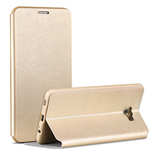 Leather Case Stands Flip Cover for Samsung Galaxy C5 Pro C5010 Gold