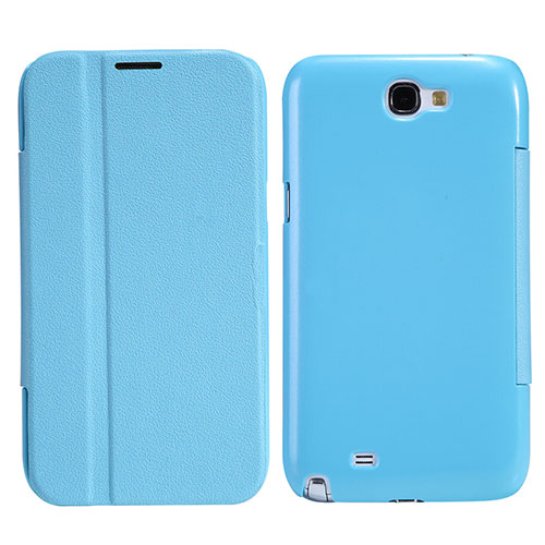 Leather Case Stands Flip Cover for Samsung Galaxy Note 2 N7100 N7105 Sky Blue