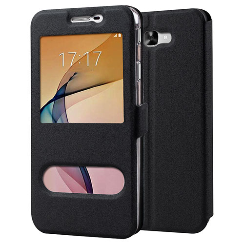 Leather Case Stands Flip Cover for Samsung Galaxy On7 (2016) G6100 Black