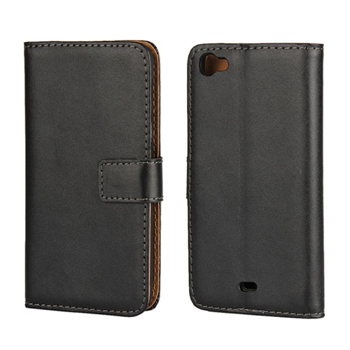 Leather Case Stands Flip Cover for Wiko Jimmy Black