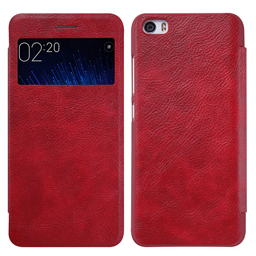 Leather Case Stands Flip Cover for Xiaomi Mi 5 Red