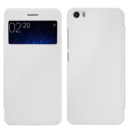 Leather Case Stands Flip Cover for Xiaomi Mi 5 White