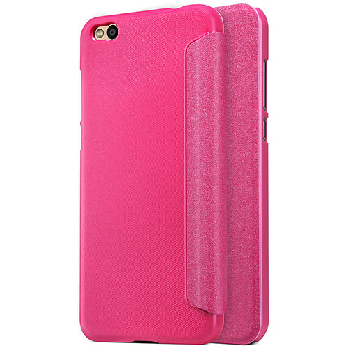 Leather Case Stands Flip Cover for Xiaomi Mi 5C Hot Pink