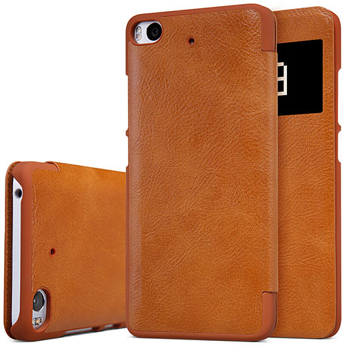 Leather Case Stands Flip Cover for Xiaomi Mi 5S Brown