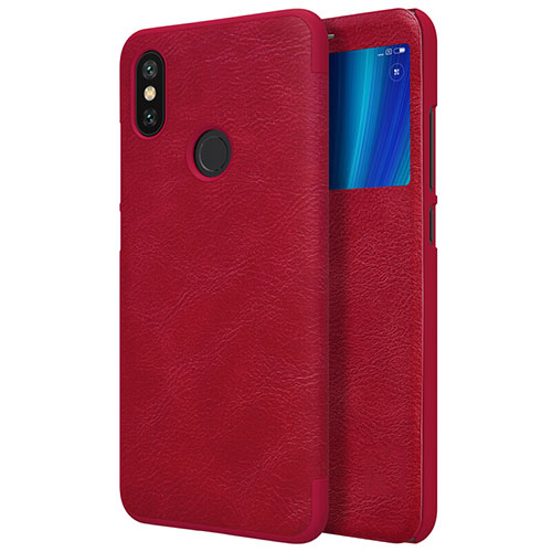 Leather Case Stands Flip Cover for Xiaomi Mi 6X Red