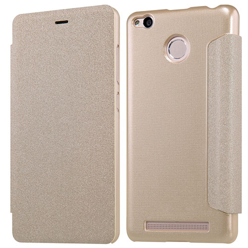 Leather Case Stands Flip Cover for Xiaomi Redmi 3 Pro Gold