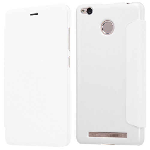 Leather Case Stands Flip Cover for Xiaomi Redmi 3 Pro White