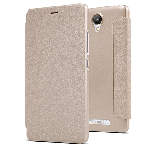 Leather Case Stands Flip Cover for Xiaomi Redmi Note 2 Gold