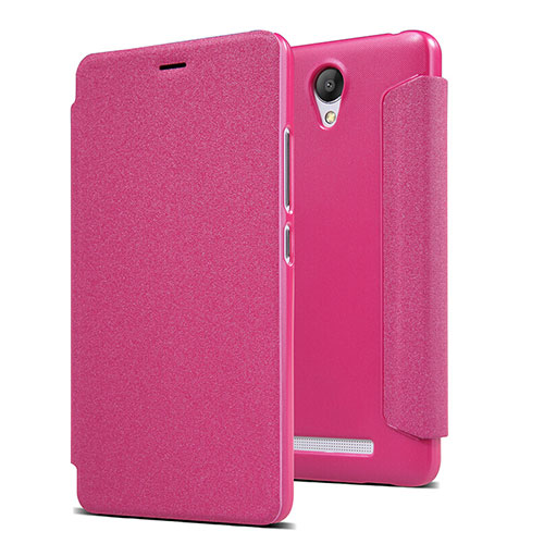 Leather Case Stands Flip Cover for Xiaomi Redmi Note 2 Hot Pink