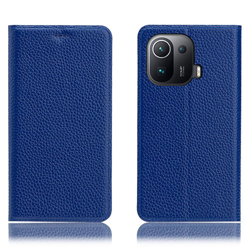 Leather Case Stands Flip Cover H02P Holder for Xiaomi Mi 11 Pro 5G Blue
