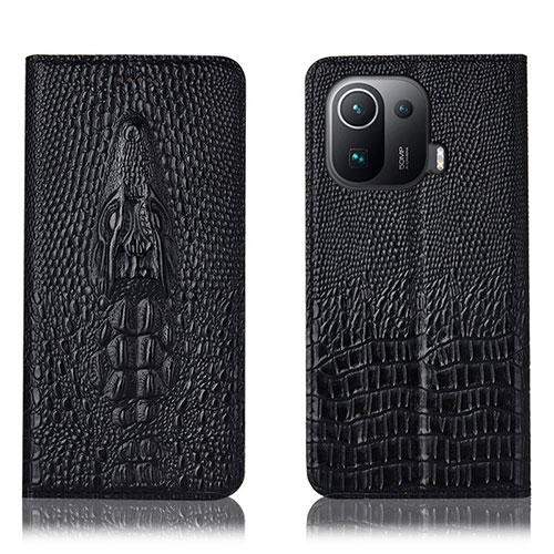 Leather Case Stands Flip Cover H03P Holder for Xiaomi Mi 11 Pro 5G Black