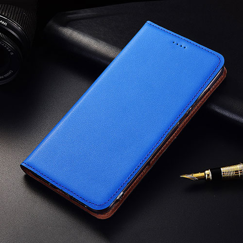 Leather Case Stands Flip Cover H04 Holder for Apple iPhone 15 Plus Blue