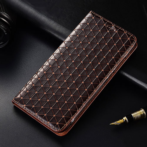 Leather Case Stands Flip Cover H05 Holder for Apple iPhone 15 Pro Max Brown