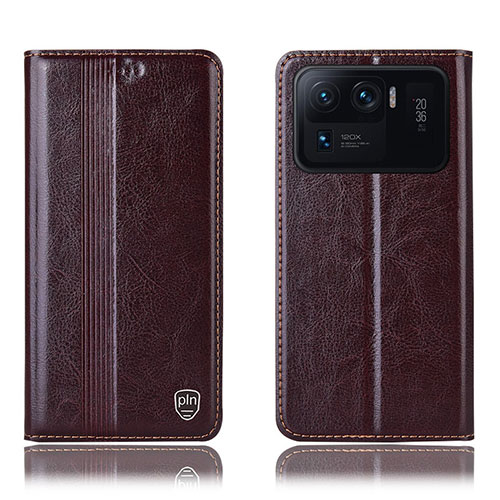 Leather Case Stands Flip Cover H05P Holder for Xiaomi Mi 11 Ultra 5G Brown