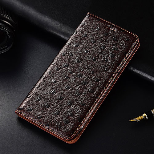 Leather Case Stands Flip Cover H06 Holder for Apple iPhone 14 Brown