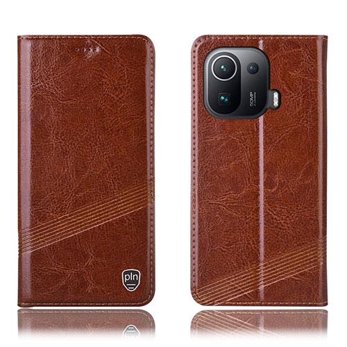 Leather Case Stands Flip Cover H06P Holder for Xiaomi Mi 11 Pro 5G Light Brown