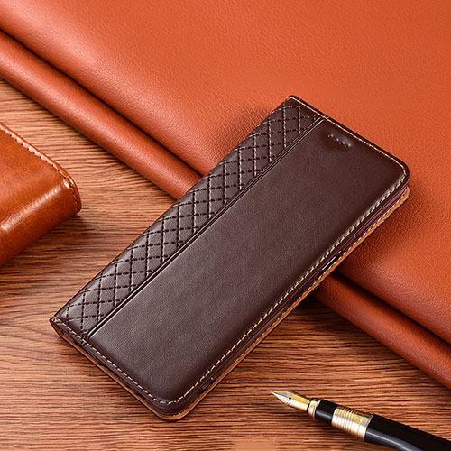 Leather Case Stands Flip Cover H10 Holder for Apple iPhone 14 Pro Brown