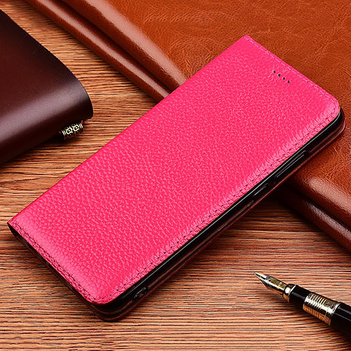 Leather Case Stands Flip Cover H11 Holder for Apple iPhone 15 Hot Pink