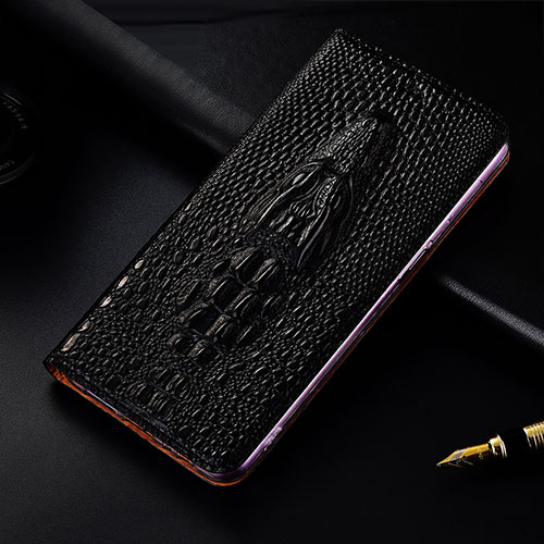 Leather Case Stands Flip Cover H15 Holder for Apple iPhone 15 Pro Black