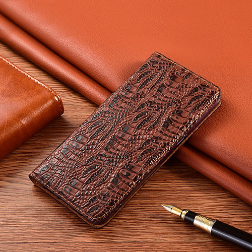 Leather Case Stands Flip Cover H17 Holder for Apple iPhone 14 Plus Brown