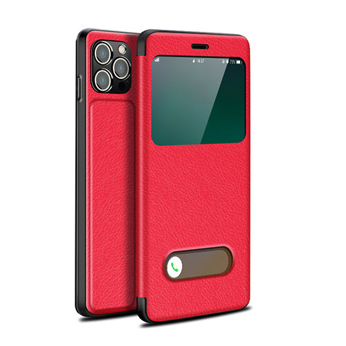 Leather Case Stands Flip Cover H19 Holder for Apple iPhone 13 Pro Max Red