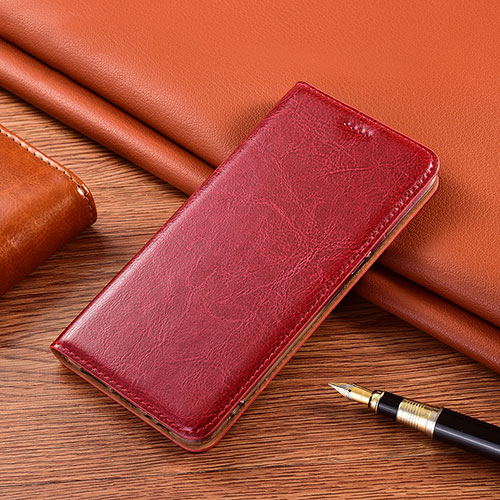 Leather Case Stands Flip Cover H19 Holder for Apple iPhone 15 Plus Red